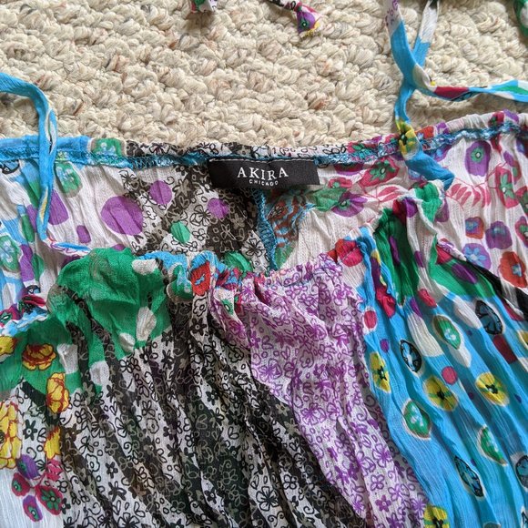 AKIRA Chiffon Print Block Multi-Color Dress/Top - Picture 4 of 5